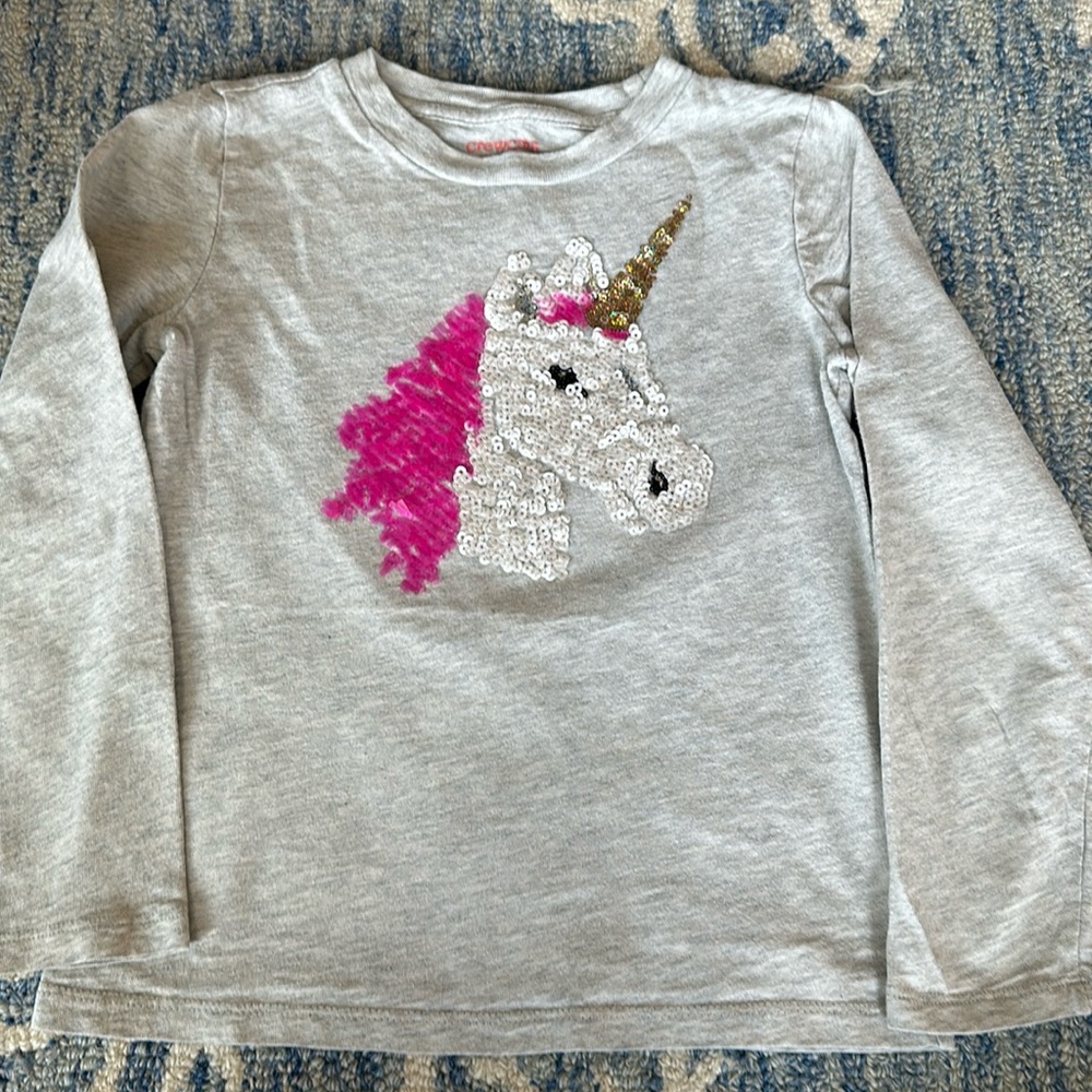 Crewcuts unicorn sequence t-shirt size 6/7